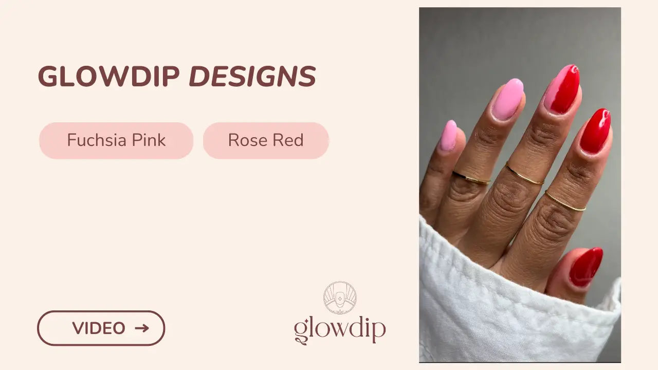 Fuchsia roze en rozenrode glow dip nagellak set van glowdip designs in kersencol artikel