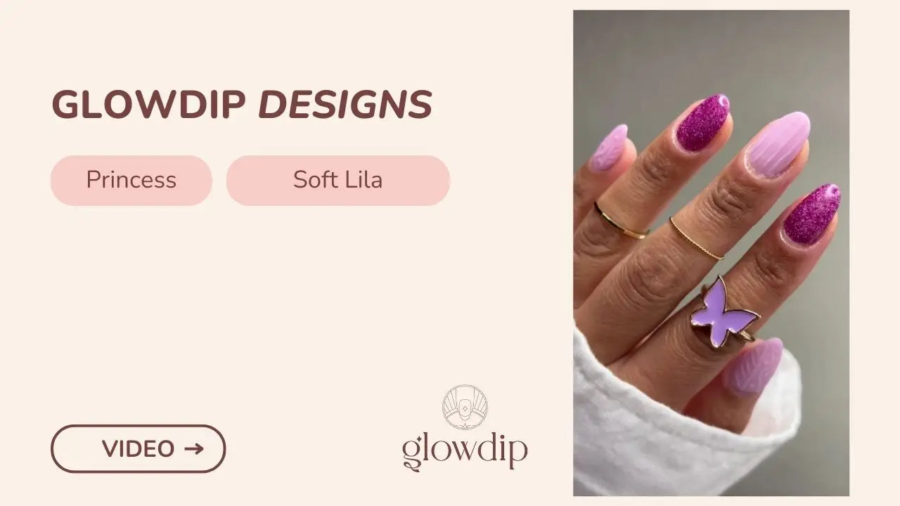 Set paarse glitter en lavendel verloop nagellak van glowdip designs in artikel princess + soft lila truien weer