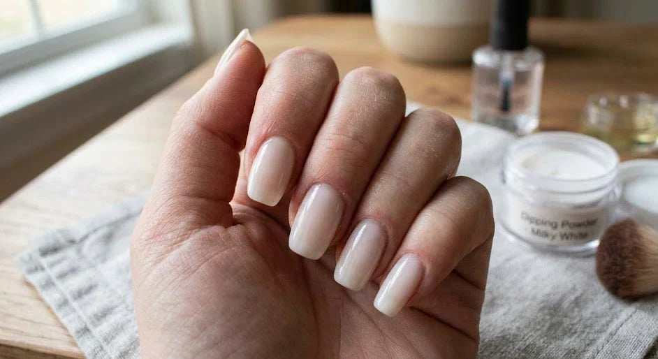 Milky nails met dipping powder: Zo werkt