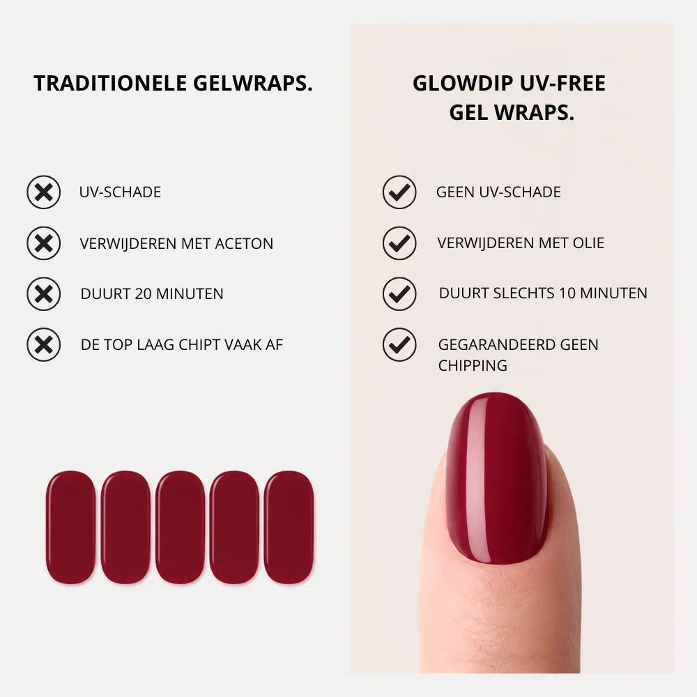 Dieprode gel wraps uv-vrije, olie verwijderbare manicure zonder chippen uv-free gel wrap bundle 3 plus 1 gratis