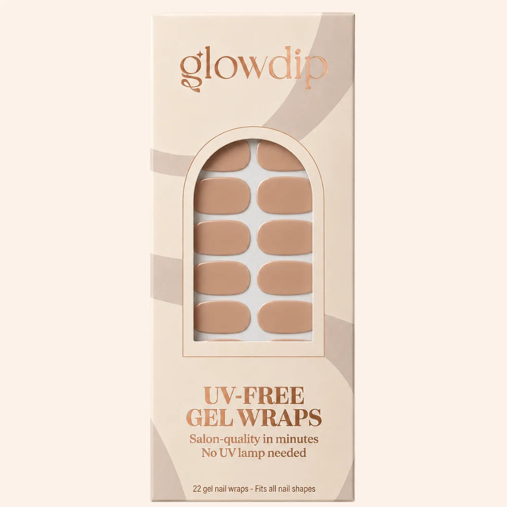 Latte love uv-free gel wrap beige en roségouden glowdip uv-vrije nagelstickers in een stijlvol boogramenpakket