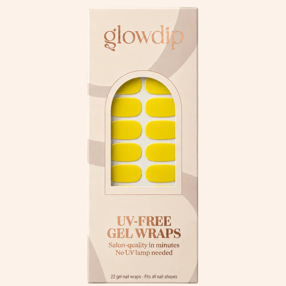 Lemon pop uv-free gel wraps felgele gel nail wraps in een stijlvolle beige en roségouden doos